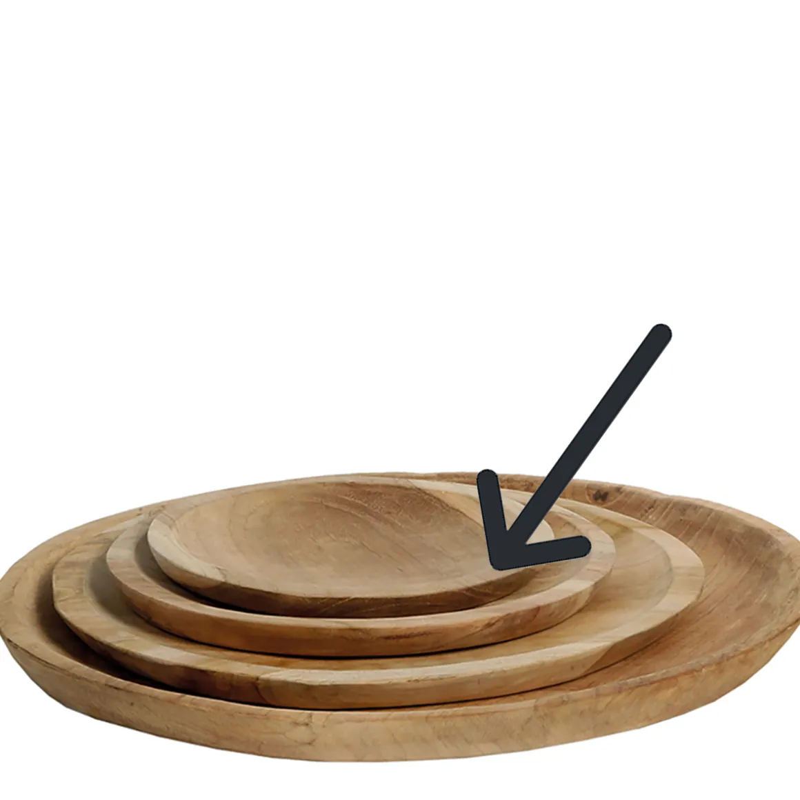 Holzschale Teak unfinish, rustikale Naturholzschale, runder Holzteller, Ø20cm, WMG Grünberger