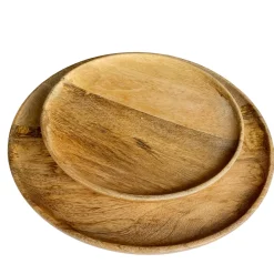 Holzteller rund, Schale mit kleinem Rand aus Mangoholz, kleiner Platzteller, Ø22cm