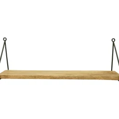 Holz Wandregal Puri, schlichtes Holzbrett mit Metallbügel, 60x20cm, Metall-Holz