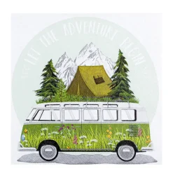 Home Fashion Papierservietten Camping, mit Bus und Zelt ins Gebirge, 33x33cm