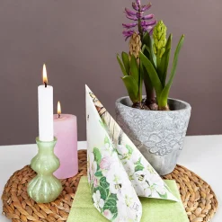 Home Fashion Papierservietten Frühling, Vögel, Bienen und Schmetterlinge auf Blüten, 25x25cm