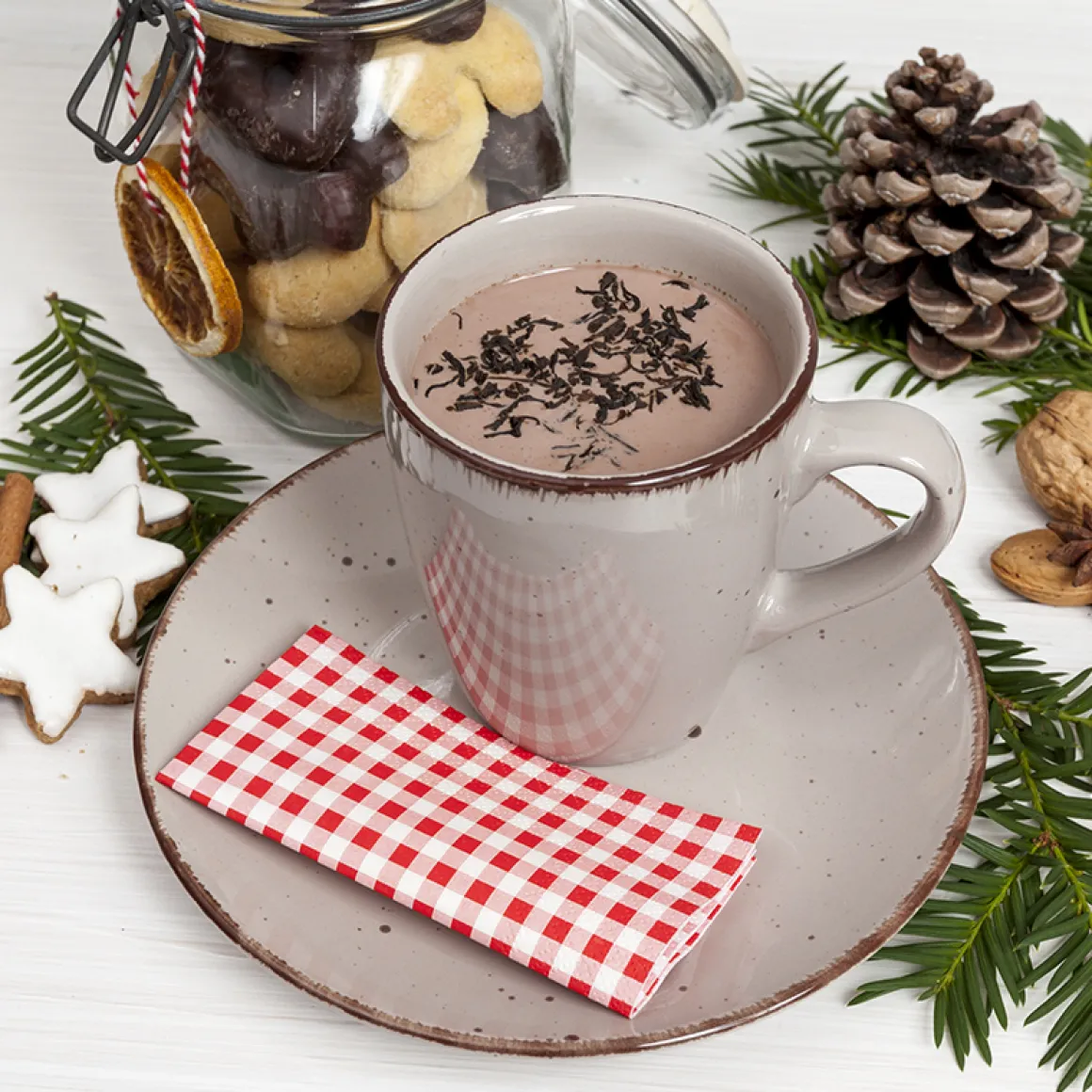 Home Fashion Papierservietten Karo rot, rot-weiß kariert, 25x25cm