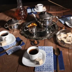 Home Fashion Papierservietten blau-weißes Fliesenmuster, Tiles, 33x33cm