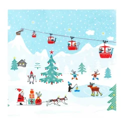 Home Fashion Papierservietten Skigondeln, Wintersport der Tiere, 33x33cm