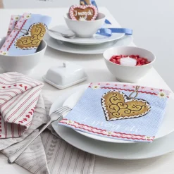Home Fashion Papierservietten I mog di, Lebkuchenherz und Edelweiß, 33x33cm