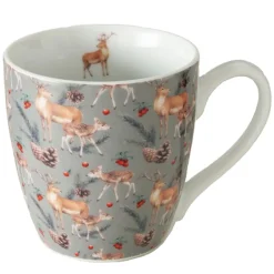 Jumbobecher Hirsch Henry, Porzellanbecher mit Henkel, dunkelgrau, 14x10cm, Boltze Home Collections