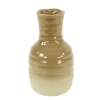 Keramik Blumenvase 2-farbig mit Rillen, Keramikvase braun-beige, 11x20cm