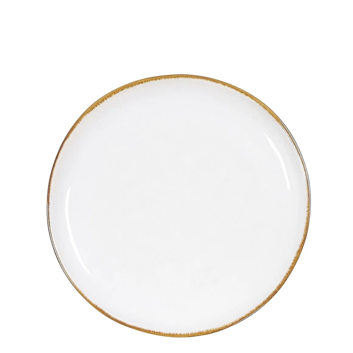 Keramik Kuchenteller, Tabo, handgefertigt, weiß, Rand braun, Ø20,5cm, Mica Decorations