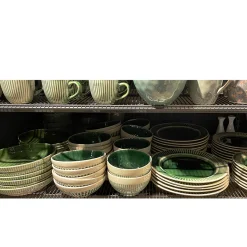 Keramik Schale Elice, Schale mit Relief, grün-beige, Ø22cm, Mica Decorations