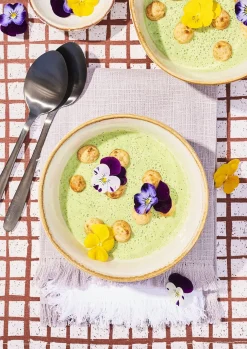 Keramik Schüssel, Tabo, handgefertigt, weiß, Rand braun, 6x14cm, Mica Decorations