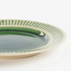 Keramik Teller Elice, Speiseteller mit Relief, grün-beige, Ø27cm, Mica Decorations