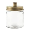 Kerzenhalter Glas für Stabkerzen, Kerzenglas mit Metalldeckel gold, 15x11cm, Ib Laursen