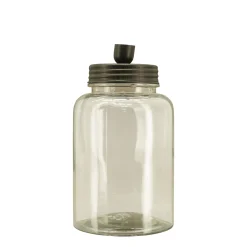 Kerzenhalter, Glasgefäß mit Metalldeckel, vintage-braun, für Stabkerzen, 22cm