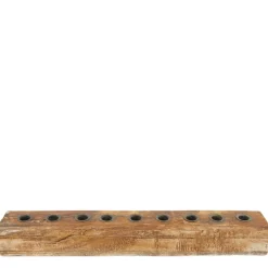 Kerzenhalter Holz Antik, Holzbalken, Holzleiste für 9 Stabkerzen, 58cm