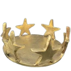 Kerzenhalter Sterne gold, Metall Kerzenhalter rund, 16x7cm, Cor Mulder