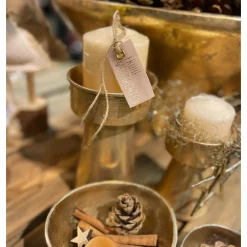 Kerzenhalter Weihnachten Antik, Metallkerzenhalter antik gold used look, 19cm