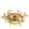 Kerzenständer Engel, Kerzenschale Engel mit Sterne, Metallschale mit Stabkerzenhalter gold used look, Ø18cm