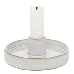 Kerzenständer Schale Marima, Keramikschale weiß für Stabkerzen, Ø10cm, Boltze Home Collections