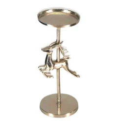 Kerzenständer Springender Hirsch, goldfarben, für Stumpenkerzen, 30cm
