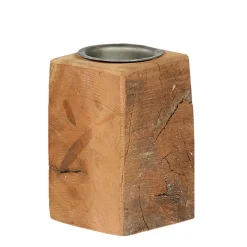 Kerzenständer Altholz, kleine rustikale Holzsäule für Teelichte oder Stumpenkerzen, 10cm, WMG Grünberger
