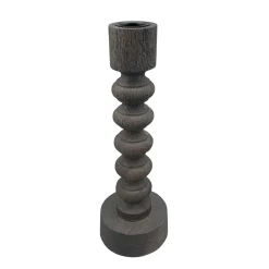 Kerzenständer Antique schwarz, gedreht, 28cm, Holz