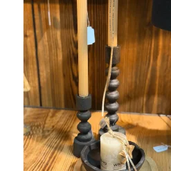 Kerzenständer Antique schwarz, gedreht, 28cm, Holz