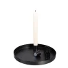 Kerzentablett mit 4 Magnet Kerzenhaltern, schwarz, Ø20cm