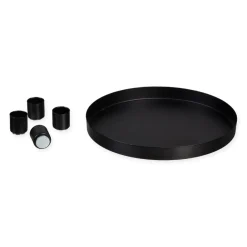 Kerzentablett mit 4 Magnet Kerzenhaltern, schwarz, Ø20cm