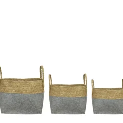 Korb Seegras und Filz, Henkelkorb natur-grau, 31x21cm, DIJK Natural Collections