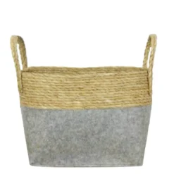 Korb Seegras und Filz, Henkelkorb natur-grau, 34x24cm, DIJK Natural Collections