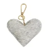 Kuhfell Schlüsselanhänger Herz, Fellherz grau-weiß, 9x8cm, Mars & More
