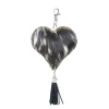 Kuhfell Schlüsselanhänger Herz mit Qaste, Fellherz schwarz-weiß, 10x10cm, Mars & More