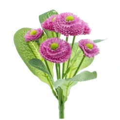 Kunstblume Bellis pink, Bellisstrauß mit 6 Blüten, 20cm