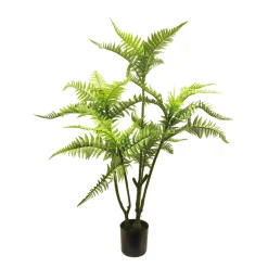 Kunstpflanze Farn, Lederfarn im Topf, 119cm