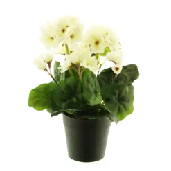 Kunstpflanze Geranie getopft, Pelargonium creme im Topf, 28cm