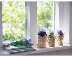 Kunstpflanze Lavendel, Lavendel im Jutesack, 3 versch. Ausführungen, 17cm