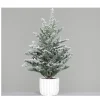 Kunstpflanze Tannenbaum beschneit, Tannenbaum im weißen Zementtopf, 55cm, DPI
