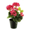 Kunstpflanze Geranie getopft, Pelargonium pink im Topf, 28cm