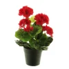 Kunstpflanze Geranie getopft, Pelargonium rot im Topf, 28cm