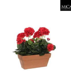 Kunstpflanze Geranie rot im Balkonkasten terra, 29cm, Mica Decorations