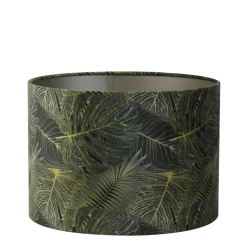 Lampenschirm Amazone grün, Lampenschirm mit grünen Blättern, Zylinder, 30x30x21cm, Light & Living