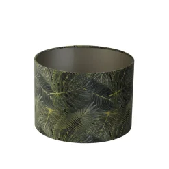 Lampenschirm Amazone grün, Lampenschirm mit grünen Blättern, Zylinder, 30x30x21cm, Light & Living
