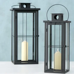 Laterne Arizona, Metallaterne mit Metalldach, 28x64cm, Boltze Home Collections