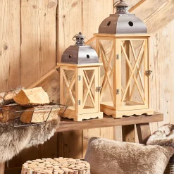 Laterne Bristol, Holzlaterne mit Metalldach, 22x59cm, Boltze Home Collections