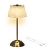 LED Tischlampe Faltenoptik, Creme-Gold, wiederaufladbar, dimmbar, 30 cm