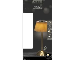 LED Tischlampe Faltenoptik, Creme-Gold, wiederaufladbar, dimmbar, 30 cm