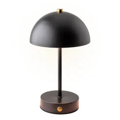 LED Tischlampe schwarz, Pilzform, 25cm