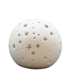 LED Porzellan-Kugellampe mit Sterne, durchscheinend, batteriebetrieb, Timerfunktion, 11cm