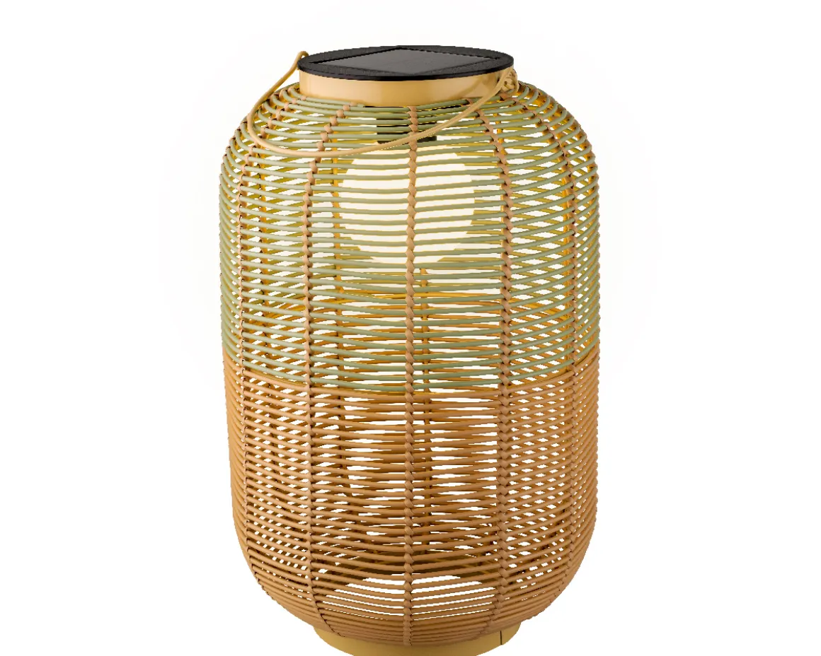 LED Solar Laterne, künstliche Korbweide grün-braun, 43cm, Outdoor, Lumineo