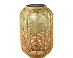 LED Solar Laterne, künstliche Korbweide grün-braun, 43cm, Outdoor, Lumineo